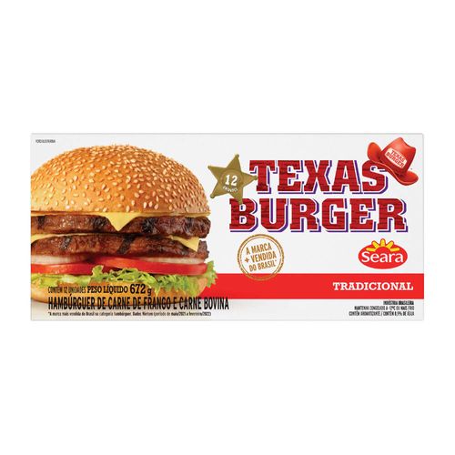 Hambúrguer Seara Texas Burger Caixa Com 12 Unidades 672g