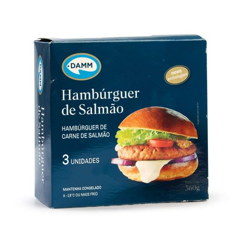 Hambúrguer De Salmão Damm Caixa Com 3 Unidades 360g
