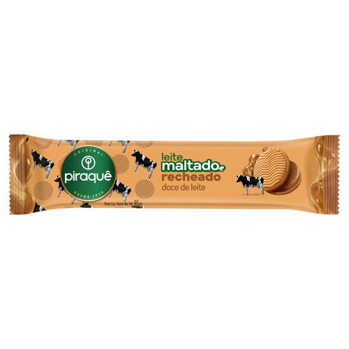 Biscoito Leite Maltado Recheio Doce de Leite Piraquê Pacote 85g
