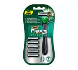 Kit 1 Aparelho Recarregável + 5 Cargas para Barbear Bic Flex 3 Hybrid Sensitive