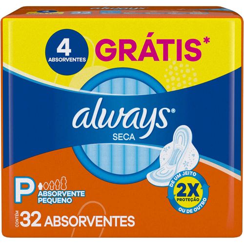 Absorvente com Abas Seca Always Pequeno Pacote 32 Unidades