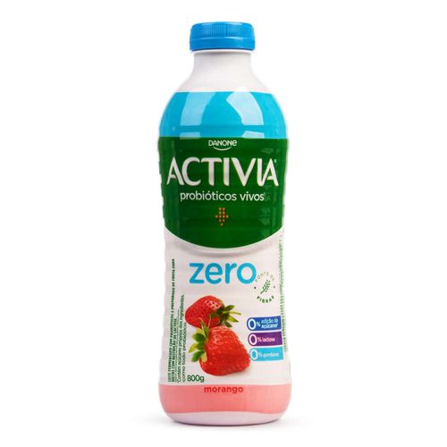 Leite Fermentado Desnatado Morango Zero Lactose Activia Zero Garrafa 800g