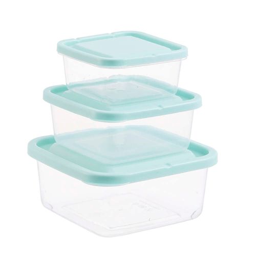 Kit Potes Plástico Quadrado 3 Peças Mozcada