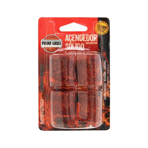Acendedor Sólido Blister Prime Grill  4 unidades