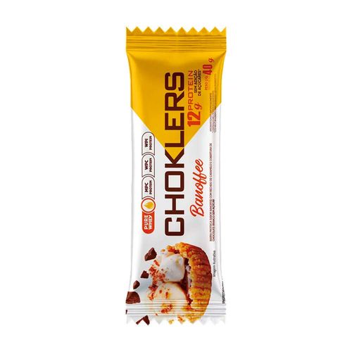 Barra de Proteína Banoffee Cobertura Chocolate Branco Mix Nutri Choklers Pacote 40g