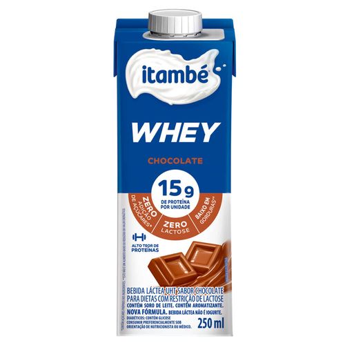 Bebida Láctea UHT Chocolate Zero Lactose Itambé Whey Caixa 250ml