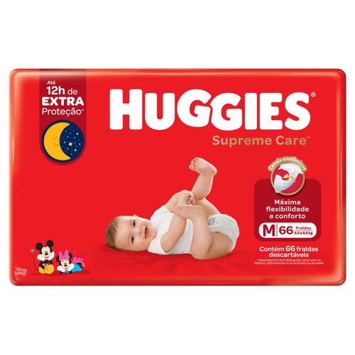 Fralda Huggies Supreme Care M 66 unidades