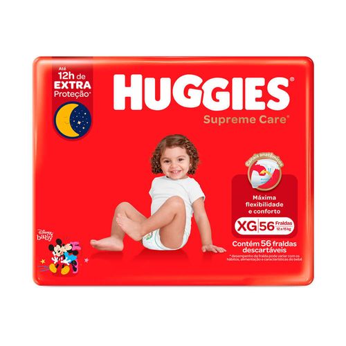 Fralda Descartável Infantil Huggies Supreme Care XG Pacote 56 Unidades