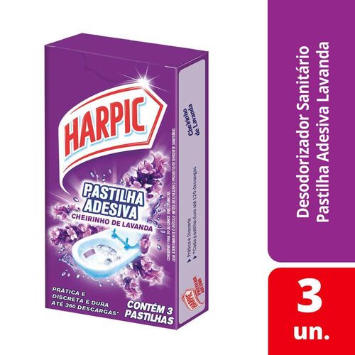 Detergente Sanitário Pastilha Adesiva Cheirinho de Lavanda Harpic 3 Unidades