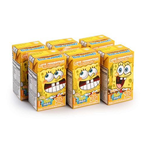 Leite Fermentado Desnatado Laranja Bob Esponja Batavo 6 unidades 80g Cada