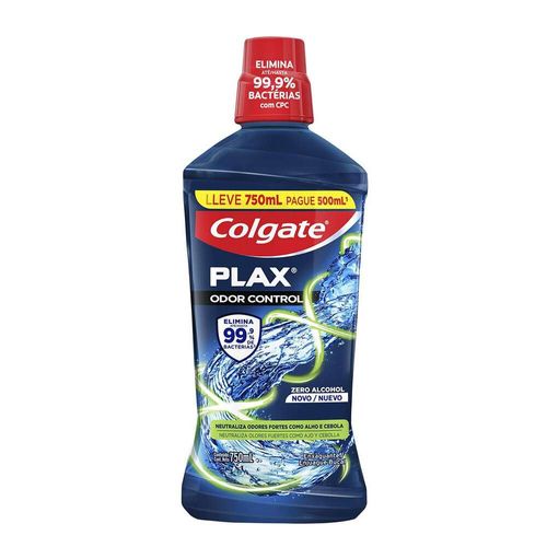 Enxaguante Bucal Zero Álcool Colgate Plax Odor Control Frasco Leve 750ml Pague 500ml