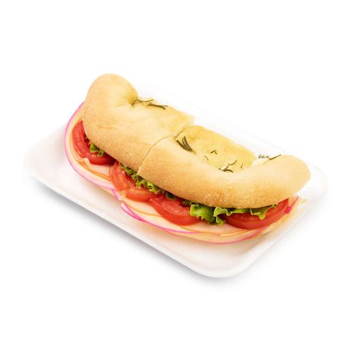 Sanduíche Focaccia com Peito de Peru  e Queijo Bola 200g