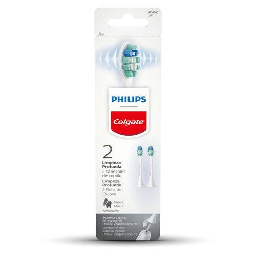 Refil Escova Dental Elétrica Limpeza Profunda Colgate + Philips 2 Unidades