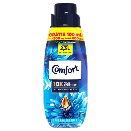 Amaciante de Roupa Concentrado Frescor Intenso Comfort Frasco Leve 500ml Pague 400ml