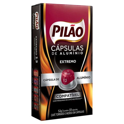 Café em Cápsula Torrado e Moído Espresso Extremo Pilão Caixa 52g 10 Unidades