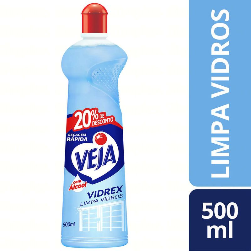 Limpa-Vidro-Liquido-Tradicional-Veja-Vidrex-Squeeze-500ml-Gratis-20--de-Desconto