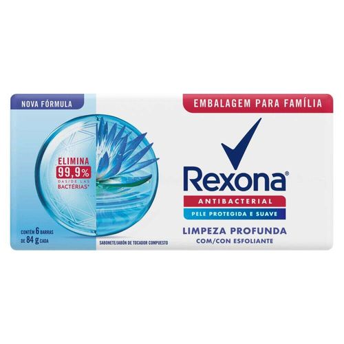 Sabonete em Barra Rexona Antibacterial Limpeza Profunda 84g 6 unidades