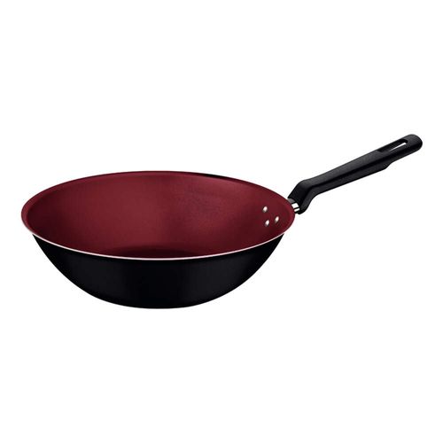 Panela Wok Loreto Preta e Vermelha Tramontina 28cm