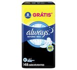 Absorvente com Abas Seca Always Noturno Grande Pacote 48 Unidades Grátis 8 Absorventes