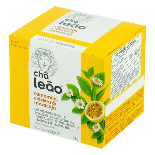 Chá Camomila, Cidreira & Maracujá Chá Leão Caixa 16g 10 Unidades