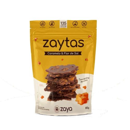 Snack Zaytas Lascas de Brownie Caramelo & Flor de Sal 80g