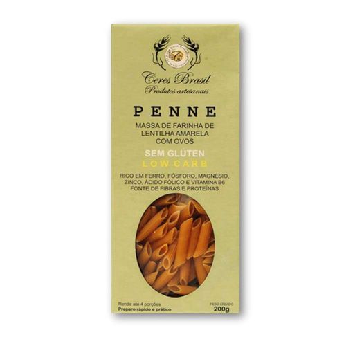 Massa de Farinha de Lentilha Amarela Penne Ceres Brasil N49 200g