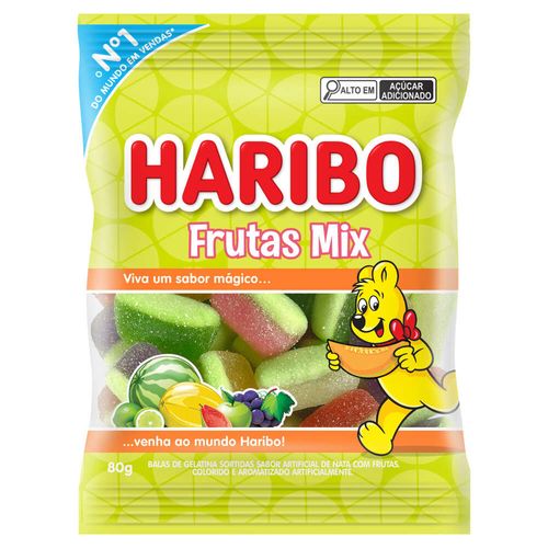 Bala de Gelatina Frutas Mix Haribo Pacote 80g