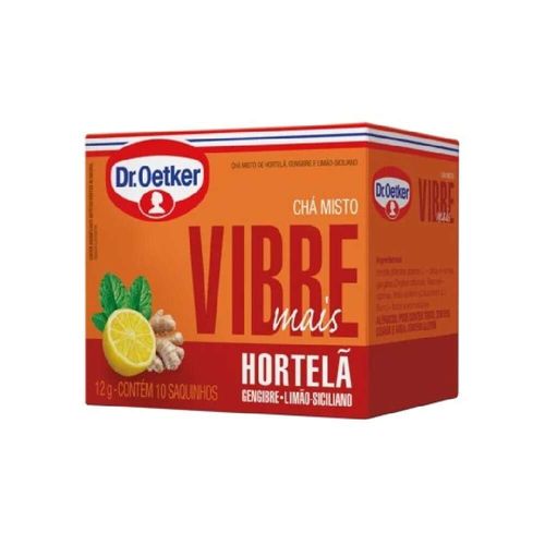 Chá Hortelã, Gengibre e Limão-Siciliano Dr. Oetker Vibre Mais Caixa 12g 10 Unidades