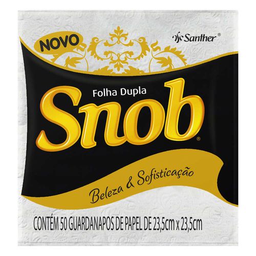 Guardanapo de Papel Folha Dupla Snob 23,5cm x 23,5cm Pacote 50 Unidades
