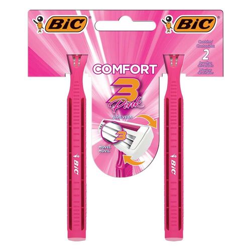 Aparelho Descartável para Depilar Bic Confort 3 Pink com 2 Unidades