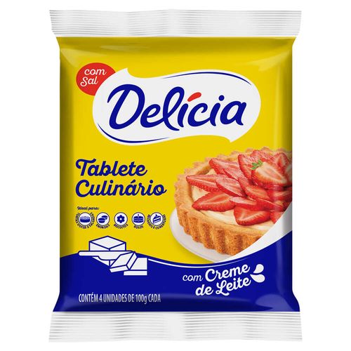 Margarina com Sal e Creme de Leite Delícia Tablete Culinário Pacote 4 Unidades de 100g Cada
