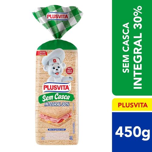 Pão De Fôrma Sem Casca Integral Plus Vita 450g