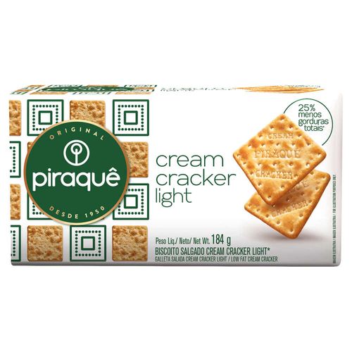 Biscoito Cream Cracker Light Piraquê Pacote 184g