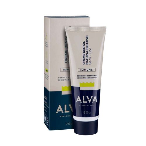 Creme Dental Natural Bioativo Menta e Melaleuca Alva Personal Care Immune Caixa 90g