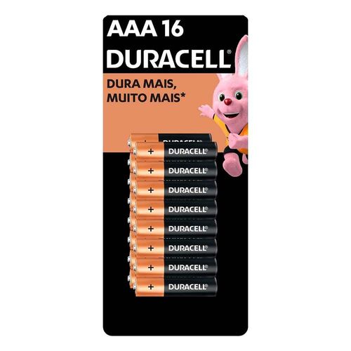 Pilha Duracell Alcalina Palito AAA com 16 Unidades
