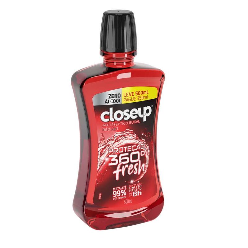 Enxaguante-Bucal-Zero-Alcool-Red-Hot-Closeup-Protecao-360°-Fresh-Leve-500ml-Pague-350ml