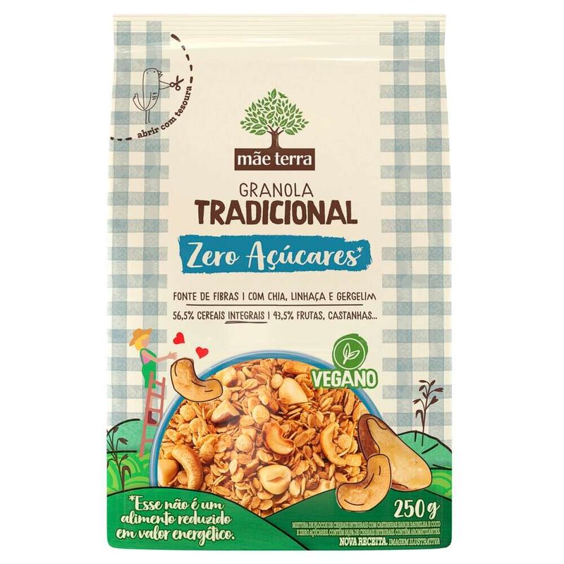 Granola-Tradicional-Zero-Acucar-Mae-Terra-Pacote-250g