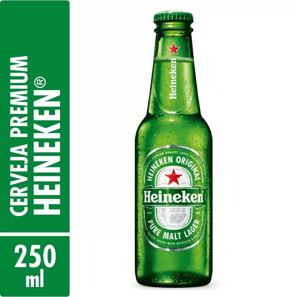 Cerveja Heineken Puro Malte Lager Gelada Long Neck 250ml