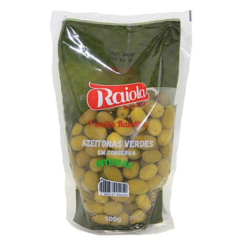 Azeitona Verde Inteira Raiola Sachê 500g