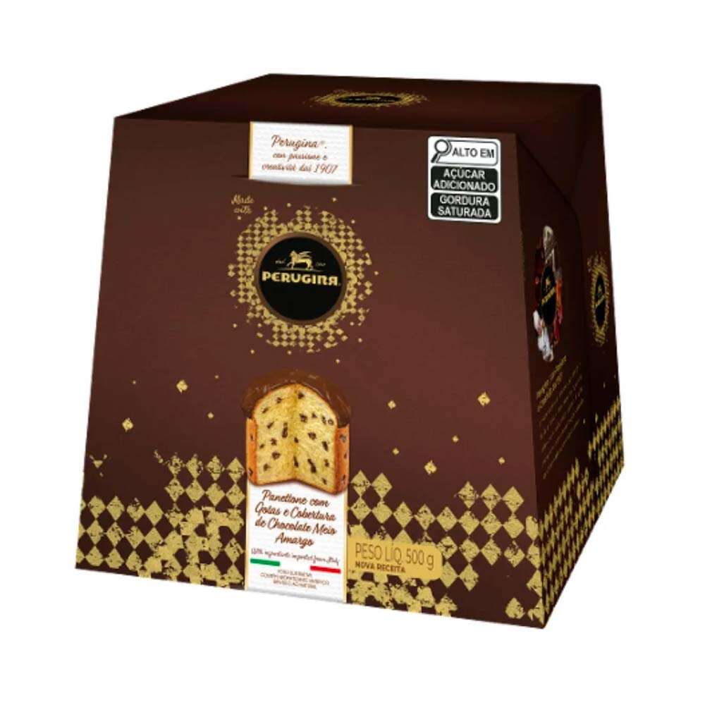 Panettone Perugina Gotas de Chocolate Meio Amargo 500g - Zona Sul