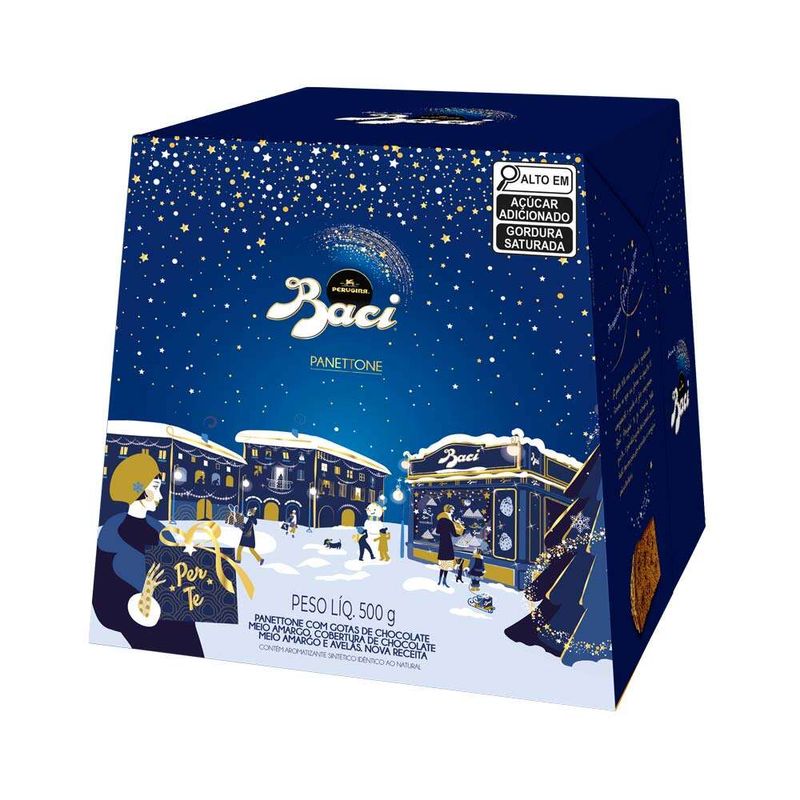 Panettone Baci Perugina Gotas De Chocolate Meio Amargo 500g - Zona Sul