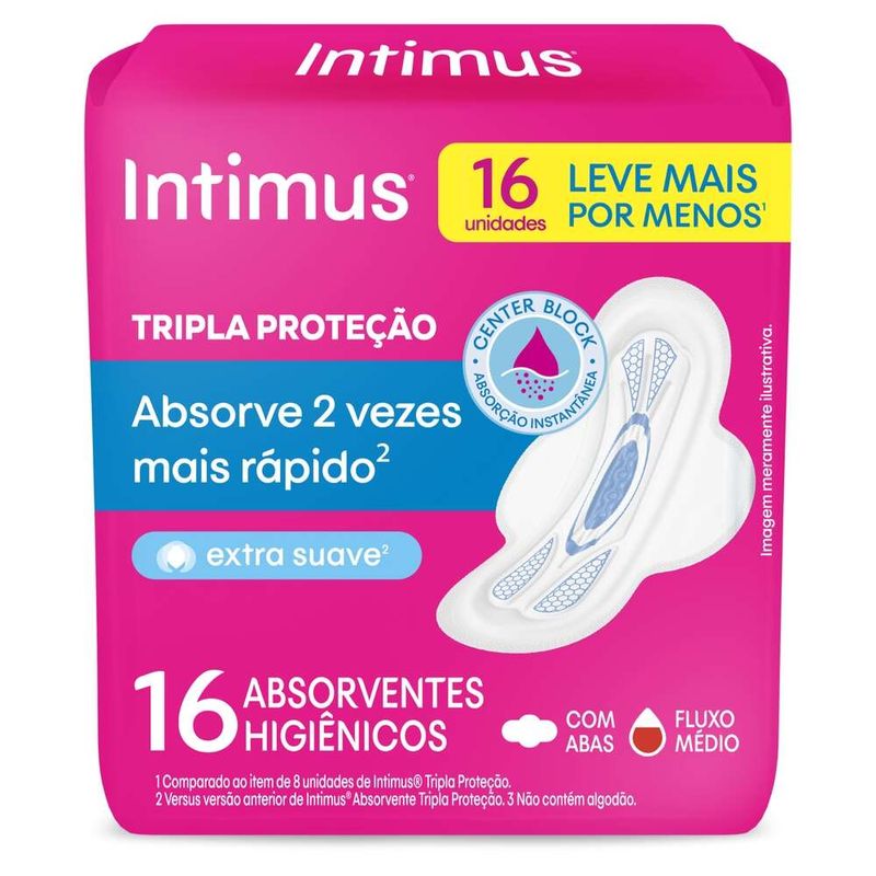 Absorvente-Intimo-Com-Abas-Intimus-Tripla-Protecao-Extra-Suave-Pacote-Leve-16-Pague-14-Unidades