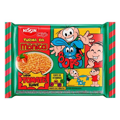 Macarrão Instantâneo Lámen Tomate Suave Turma da Mônica Nissin Miojo Pacote 85g