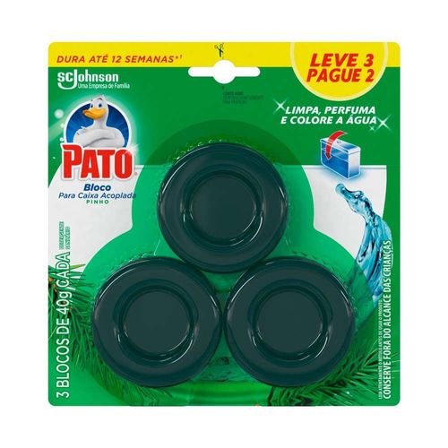 Detergente Sanitário Bloco para Caixa Acoplada Pato Pinho Leve 3 Pague 2 40g