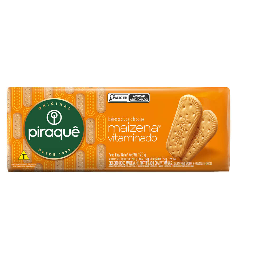 Biscoito Maizena Vitaminado Piraquê Pacote 175g - Zona Sul