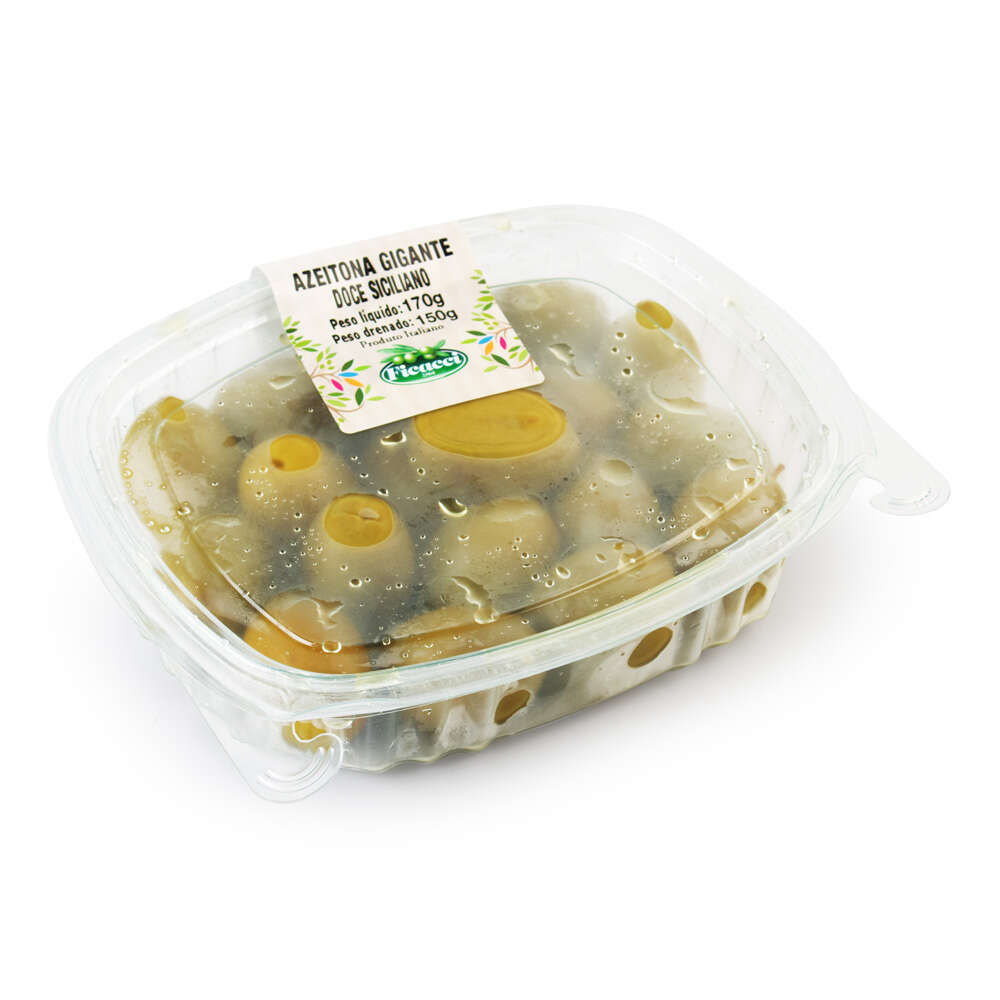 Azeitona Verde Italiana Gigante Temperada Ficacci 150g