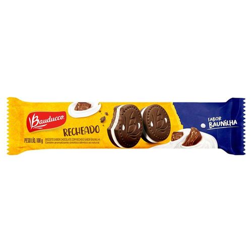 Biscoito Chocolate Recheado Baunilha Bauducco 108g