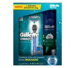 Kit Aparelho de Barbear Gillette Mach3 + 3 Refis + Espuma de Barbear Sensitive 56g