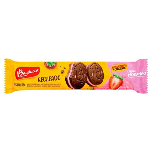 Biscoito Recheado Morango Bauducco 108g