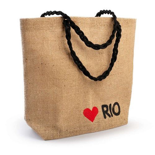 Sacola Ecobag Trançada Amo Rio com Juta da Amazônia